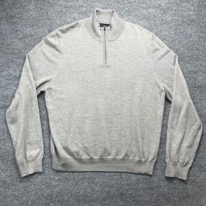 The Men's Store Bloomingdale's Gray 100% Merino Wool Quarter Zip Sweater XL Mens
